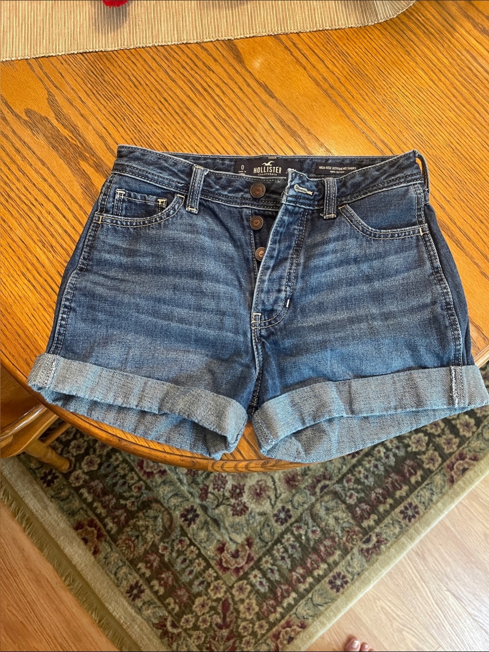 Hollister Women's Medium Blue Roll-Cuff Denim Shorts